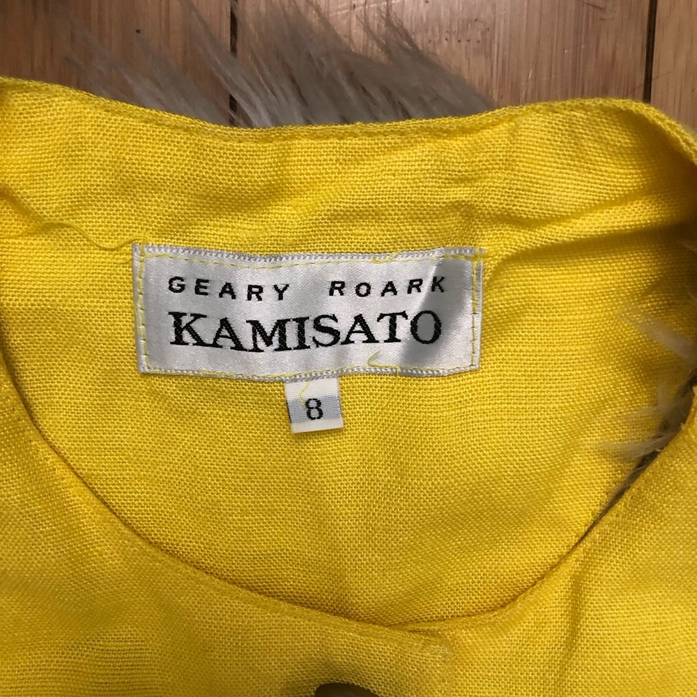 Geary Roark Kamisato Linen Blend Racerback Yellow Sleeveless Button Down Dress 8 - Picture 2 of 13